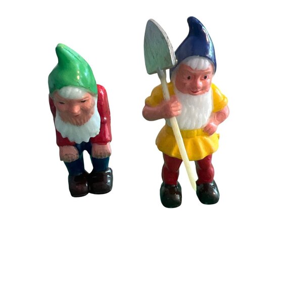 Vintage Lot of 5 Hong Kong Plastic Gnome Elf Cake Cupcake Toppers Elves Pixies - Picture 3 of 5